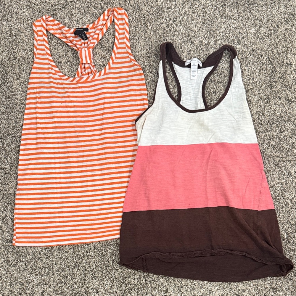 Active USA Orange Striped and Pink Colorblock Tank Tops